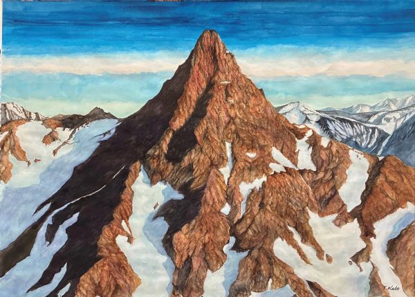 第74回 光陽展　加藤　俊和（カトウトシカズ）天を突く（１） 水　F50